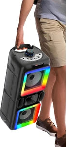 Neovud Boombox 1200 Wireless Mic, RGB Lightning 40 W Bluetooth Party Speaker 20HRS Battery (Black, Stereo Channel)