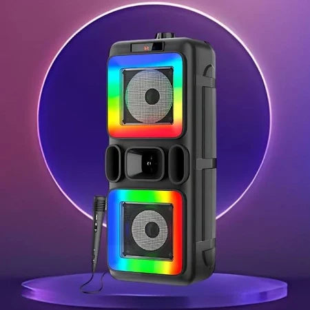 Neovud Boombox 1200 Wireless Mic, RGB Lightning 40 W Bluetooth Party Speaker 20HRS Battery (Black, Stereo Channel)