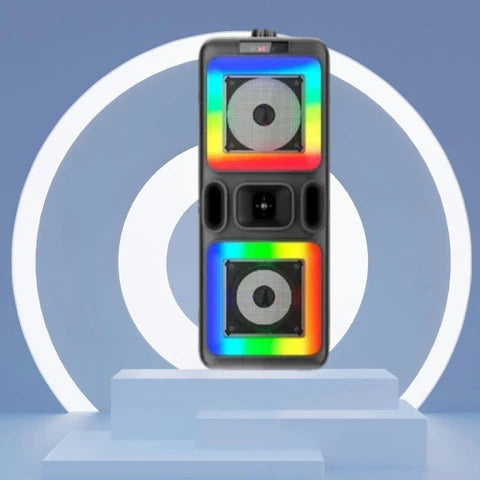 Neovud Boombox 1200 Wireless Mic, RGB Lightning 40 W Bluetooth Party Speaker 20HRS Battery (Black, Stereo Channel)