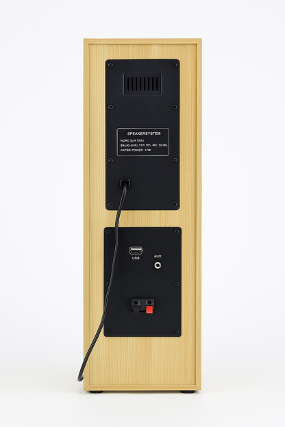 120W Floor-Standing Tower Speaker with Dual Midrange Drivers, Bluetooth 5.0, USB/SD/AUX/FM, Wooden Cabinet & RGB Lights with 1 Year Warranty