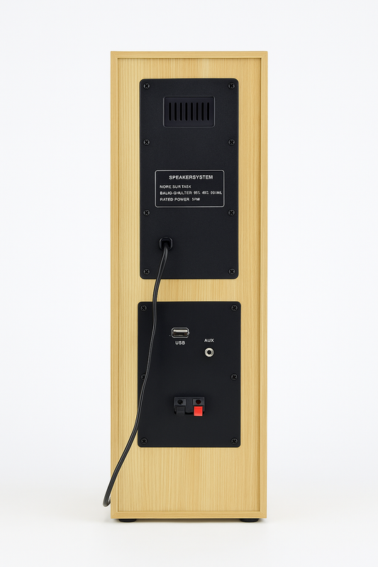 120W Floor-Standing Tower Speaker with Dual Midrange Drivers, Bluetooth 5.0, USB/SD/AUX/FM, Wooden Cabinet & RGB Lights with 1 Year Warranty
